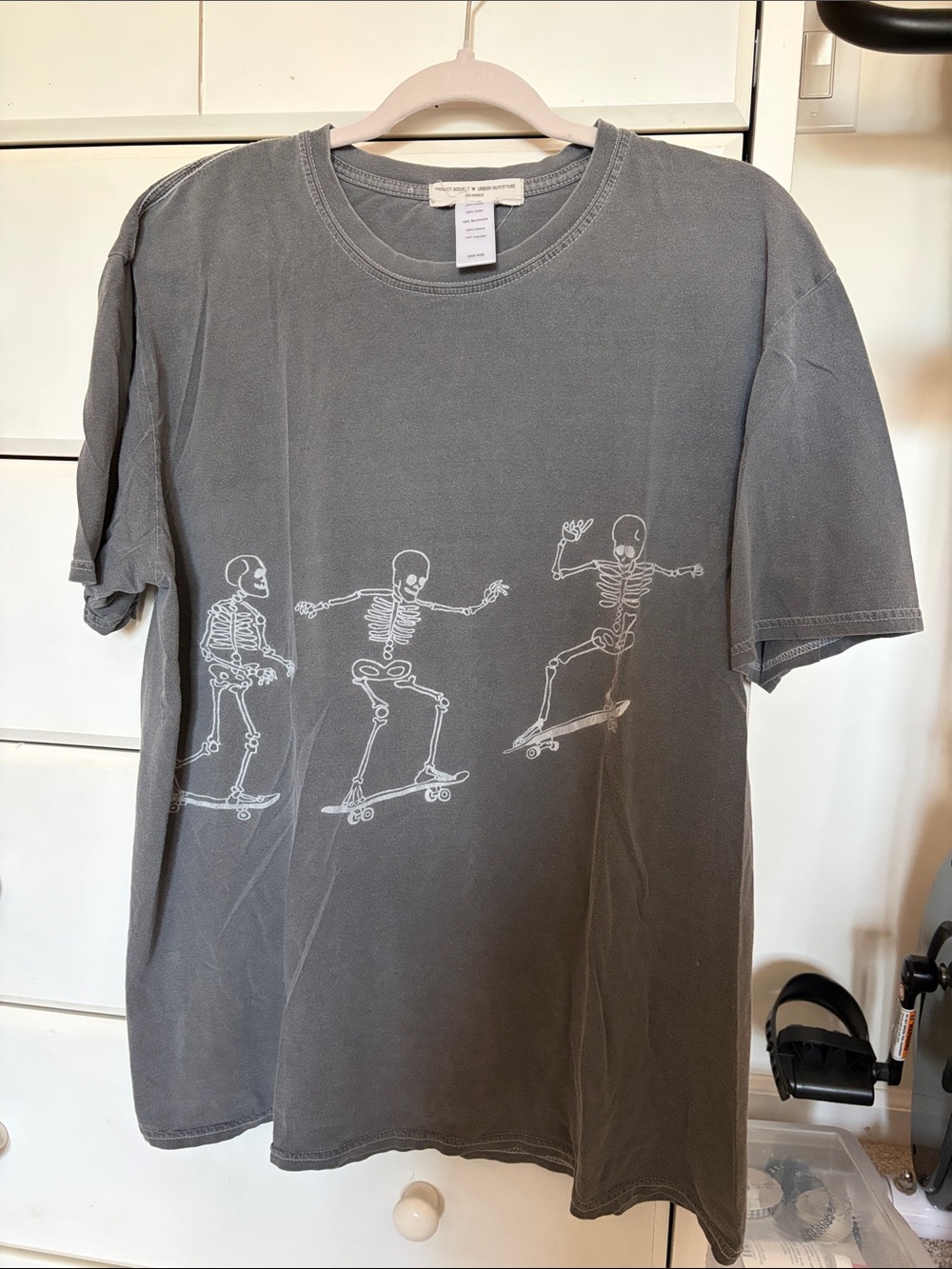 Urban Outfitters Gray Graphic Skeleton Skate Oversized T-Shirt